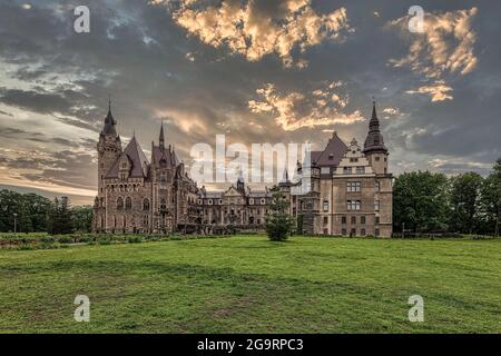 The Moszna Castle is a historic palace located in a small village in Moszna is one of the best known monuments in Upper Silesia. Stock Photo