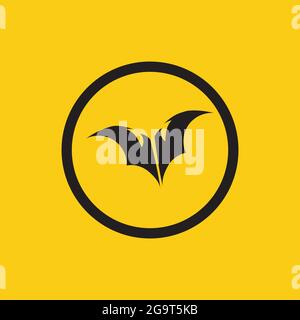 vector illustration of black bat logo on yellow background Stock Vector