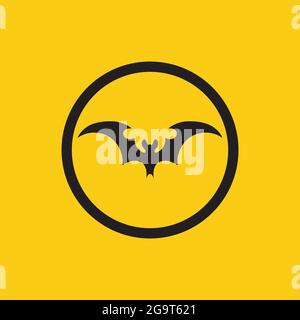 vector illustration of black bat logo on yellow background Stock Vector