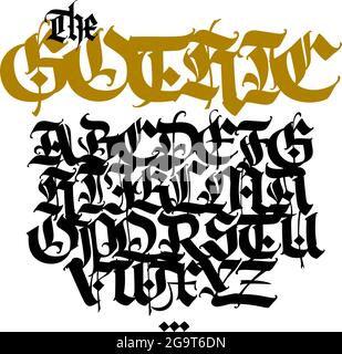 Gothic. Vector. Capital black latin letters on a white background ...