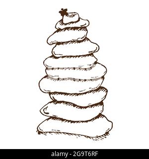 healing illustration Spa Stones Line Icon On White Background. Spa stones. Vector illustration, painted pyramid of the balancing stones linear icon on Stock Vector