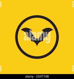 vector illustration of black bat logo on yellow background Stock Vector