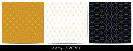 Set of abstract geometric seamless pattern circle overlapping. Luxury of gold lines background design for decorative,wallpaper; clothing; wrapping Stock Vector