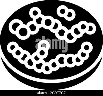 streptococcus bacteria glyph icon vector illustration Stock Vector
