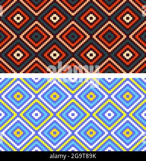 Geometric Seamless pattern background in two different colors Stock Vector