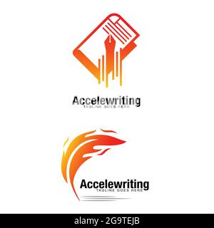 Accelewriting conceot vector the idea is the pen write so fast. Stock Vector