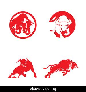 Bull logo and clip art set. vector Stock Vector