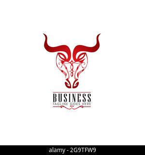 Bull head ornament style vector for commercial use Stock Vector