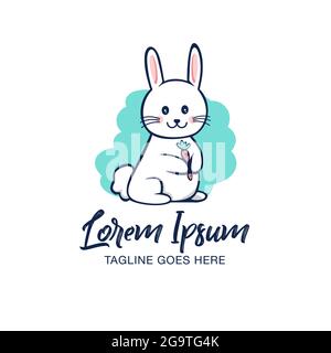 Cute Bunny and carrot vector illustration can be used as logo, t-shirt print, design element or any other purpose. Stock Vector