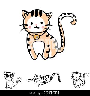 cat collection set vector illustration Stock Vector
