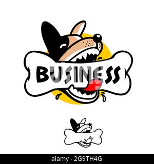 Dog bites bone vector illustration for logo, t-shirt or any other purpose Stock Vector