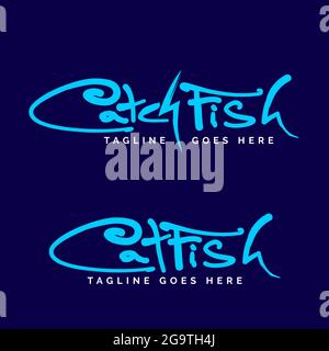 catfish and Catchfish wordmark concept Stock Vector
