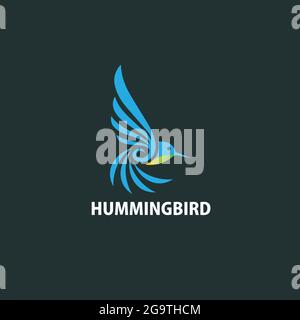 Humming bird logo design flat simple and modern Stock Vector