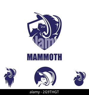Mammoth symbol bundle set vector illustrations Stock Vector