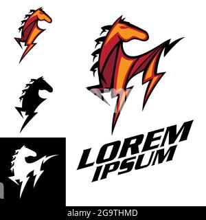 Lightning Steed symbol vector illustration for brand, company identity, tshirt print esport symbol or any other purpose. Stock Vector