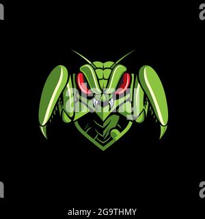 Mantis emblem logo. vector for esport team, t-shirt design, or any other purpose. Stock Vector