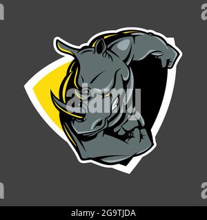 Ramming Rhino insignia vector illustration for e-sport, t-shirt print, poster, design element or any other purpose. Stock Vector