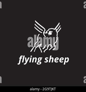 Flying Sheep clip art logo. vector Stock Vector