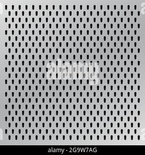 Peg board with oval holes. Grey peg board perforated texture background for working bench tools. Vector illustration Stock Vector