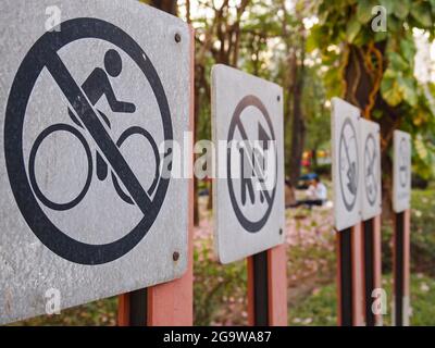 Bangkok Street Warning Signs. Forbidden Stock Photo