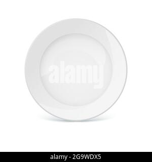 White ceramic plate isolated on a white background. Stock Vector