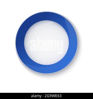 Ceramic plate with a blue rim isolated on a white background. Stock Vector