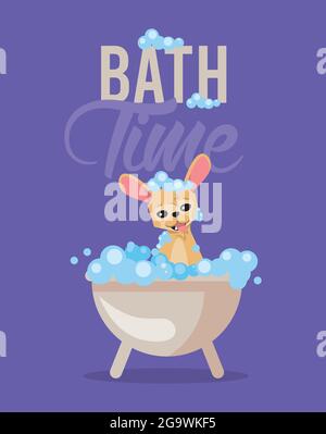 Bath time of chihuahua dog cartoon Stock Vector