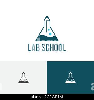Pencil Laboratory Tube Chemistry Science Education School Logo Stock Vector
