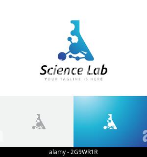Science Laboratory Tube Atom Molecule Chemistry Research Logo Stock Vector