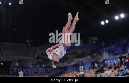 Ariake Gymnastics Centre, Tokyo, Japan. 25th July, 2021. Amelie Morgan of Great Britain during women's artistic gymnastics qualfication at the Olympics at Ariake Gymnastics Centre, Tokyo, Japan. Kim Price/CSM/Alamy Live News Stock Photo