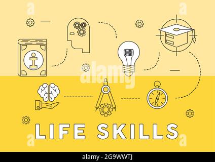 seven life skills icons Stock Vector