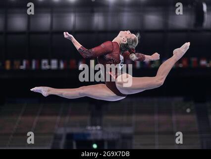 Ariake Gymnastics Centre, Tokyo, Japan. 25th July, 2021. Ana Derek of Croatia during women's artistic gymnastics qualfication at the Olympics at Ariake Gymnastics Centre, Tokyo, Japan. Kim Price/CSM/Alamy Live News Stock Photo