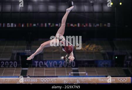 Ariake Gymnastics Centre, Tokyo, Japan. 25th July, 2021. Ana Derek of Croatia during women's artistic gymnastics qualfication at the Olympics at Ariake Gymnastics Centre, Tokyo, Japan. Kim Price/CSM/Alamy Live News Stock Photo