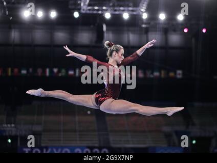 Ariake Gymnastics Centre, Tokyo, Japan. 25th July, 2021. Ana Derek of Croatia during women's artistic gymnastics qualfication at the Olympics at Ariake Gymnastics Centre, Tokyo, Japan. Kim Price/CSM/Alamy Live News Stock Photo