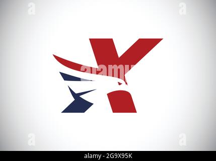 Initial X monogram letter alphabet with Eagle head negative space symbol. Creative Eagle head vector illustration. Modern logo design for business Stock Vector