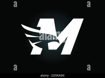 Initial M monogram letter alphabet with Eagle head negative space symbol. Creative Eagle head vector illustration. Modern logo design for business Stock Vector