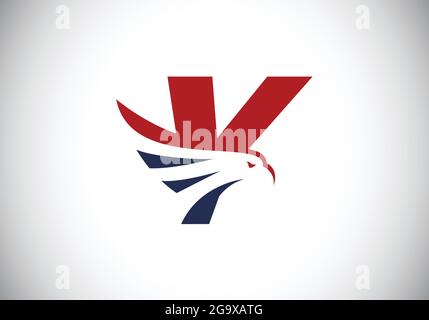 Initial Y monogram letter alphabet with Eagle head negative space symbol. Creative Eagle head vector illustration. Modern logo design for business Stock Vector