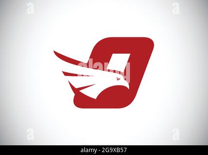 Initial O monogram letter alphabet with Eagle head negative space symbol. Creative Eagle head vector illustration. Modern logo design for business Stock Vector