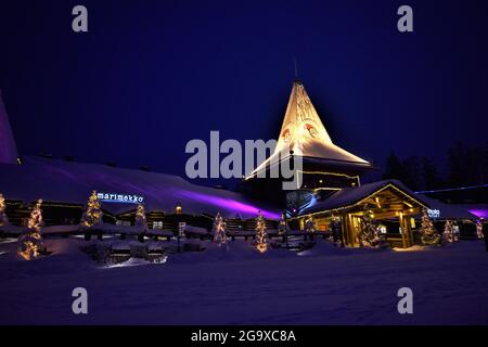 Santa Claus Village Rovaniemi, Finland in winter, February 2021 Stock Photo