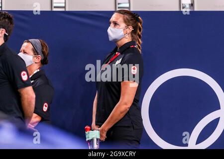 TOKYO, JAPAN - JULY 28: Cora Lee Campbell of Canada during the Tokyo 2020 Olympic Waterpolo Tournament women match between Canada and South Africa at Tatsumi Waterpolo Centre on July 28, 2021 in Tokyo, Japan (Photo by Marcel ter Bals/Orange Pictures) Stock Photo