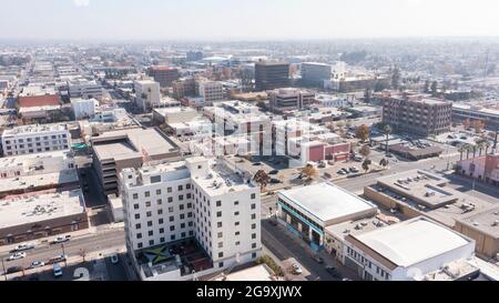 Bakersfield, California, USA - December 01, 2020:  Daytime aerial view of downtown Bakersfield. Stock Photo