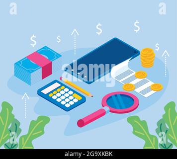 seven personal finances icons Stock Vector