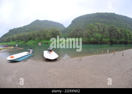 Landscape. Wadi Darbat. Salalah city. A perfect place for visitors to take short boat rides or have barbecue dinners near the shores. South of Oman, S Stock Photo