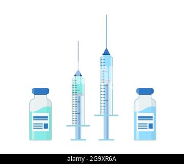 Icon syringe and injection, vaccine against coronavirus. Vaccination concept. Stock Vector