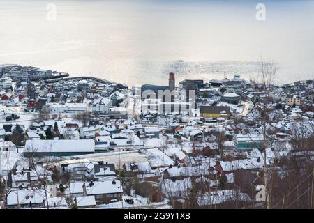 Volda village and its scenic nature during winter in Norway Stock Photo