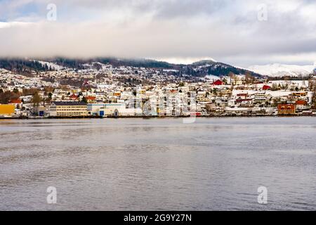 Village of Volda in Norway during winter Stock Photo