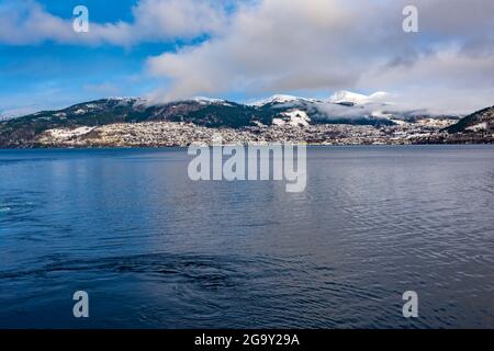 Village of Volda in Norway during winter Stock Photo