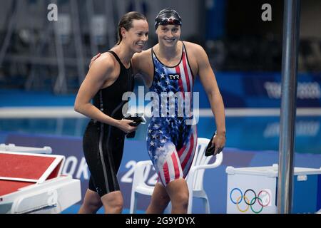 Tokyo, Kanto, Japan. 28th July, 2021. Kathleen Ledecky (USA) leaves the pool after not placing in the Women's 200m Freestyle Final during the Tokyo 2020 Olympics at the Tokyo Aquatics Centre on Wednesday, July 28, 2021 in Tokyo. (Credit Image: © Paul Kitagaki Jr./ZUMA Press Wire) Stock Photo