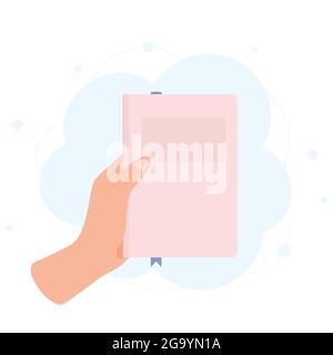 Hand holding book. Literacy day concept. Reading concept. Vector illustration Stock Vector