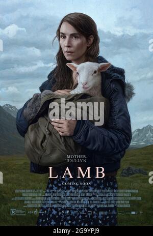 Lamb (2021) directed by Valdimar Jóhannsson and starring Noomi Rapace, Ingvar Sigurdsson and Björn Hlynur Haraldsson. Icelandic supernatural horror about a childless couple find a mysterious new born on their sheep farm in Iceland which brings them much joy, at least to begin with…. Stock Photo